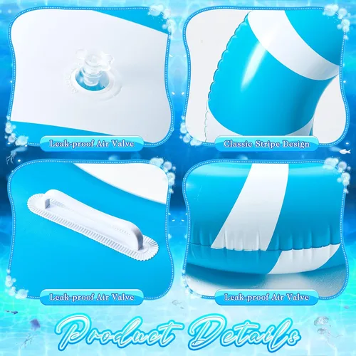 Miniatura 3 de WinnerWhy 2 anillos de natación grandes azules con asas de 47.24 pulgadas, tubo inflable clásico a rayas para piscina inflable para adultos