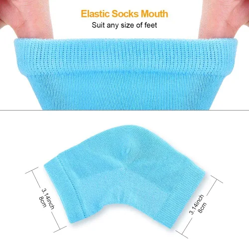 Miniatura 3 de 2 pares de calcetines hidratantes para el talón de gel, ventilados, unisex, para el día y la noche, los pies abiertos, cuidado de la piel seca