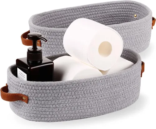 Miniatura 17 de Cesta para Inodoro, Cesta de Almacenamiento Tejida para la Parte Superior del Tanque del Inodoro, Decoración del Hogar Estilo Granja, Cestas