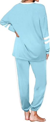 Miniatura 4 de Aloodor conjunto deportivo de 2piezas para mujer, con sudadera con cuello redondo, sin botones