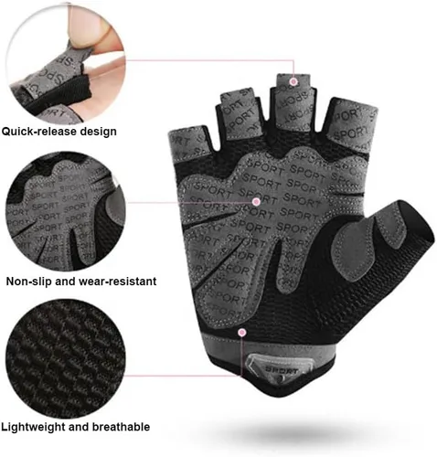 Miniatura 2 de INOGIH Guantes de gimnasio ligeros y transpirables sin dedos para mujer, guantes de entrenamiento para ejercicio y crossfit