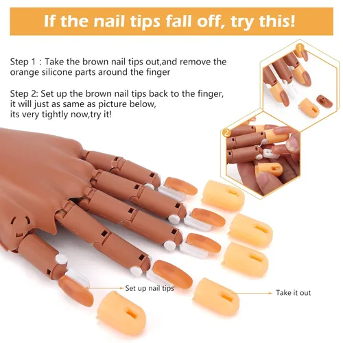 Miniatura 3 de Mano de práctica para uñas acrílicas, flexibles, kit de práctica de entrenamiento de uñas, maniquí falso, manos para uñas, práctica de bricolaje