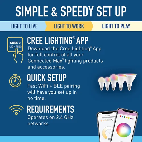Miniatura 5 de Cree Connected Max Smart In-Wall Controlador de escena de 5 botones para bombillas inteligentes Connected Max, compatible con cualquier bombilla