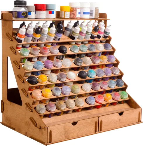Miniatura 13 de Soporte para pintura acrílica, 72 agujeros, compatible con botellas Vallejo de 0.6 fl oz, adecuado para DnD, Warhammer, Pathfinder y otras figuras