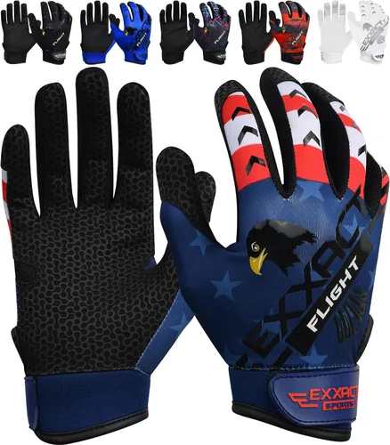 Miniatura 12 de Exxact Sports Guantes de bateo de béisbol para jóvenes y adultos con palma de cuero texturizada, guantes de bateo de sóftbol para mujeres/hombres