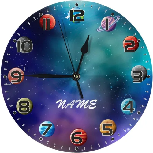 Miniatura 14 de Reloj de pared personalizado con diseño de unicornio y rosa con purpurina para habitación de los niños, reloj de pared personalizado con nombre