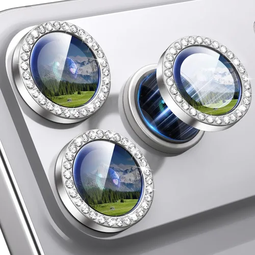 Miniatura 62 de Protector de Lente de Cámara Bling para iPhone 17 Pro / 17 Pro Max, Anillo de Metal con Diamante Individual con Dureza 9H, Protector de Pantalla