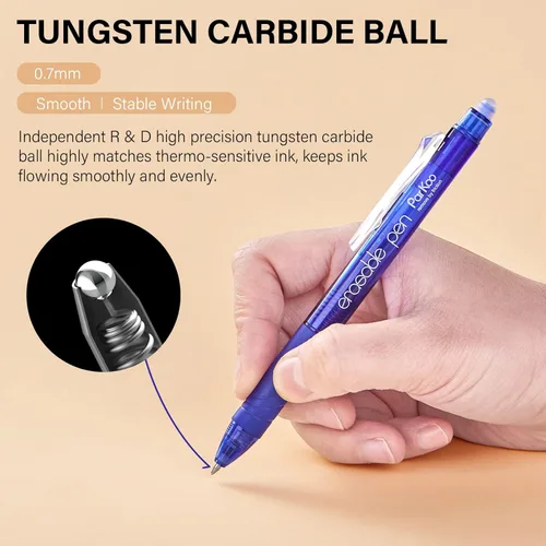 Miniatura 2 de ParKoo Bolígrafos de gel retráctiles borrables, punta fina de 0.028 in, tintas de colores surtidos para escritura de dibujos, paquete de 10