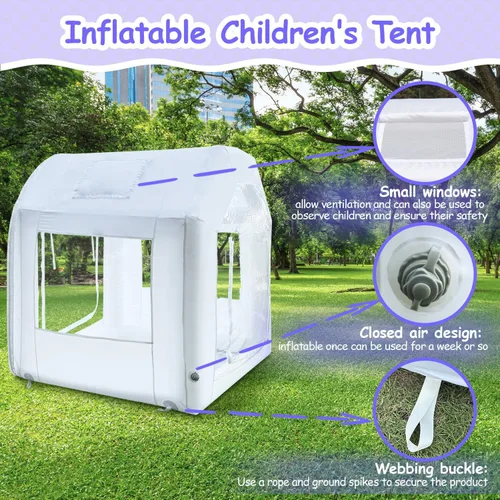 Miniatura 9 de Tienda de campaña inflable de PVC transparente de 10 pies con túnel, cúpula de casa de burbujas inflable, ideal para eventos divertidos y fiestas