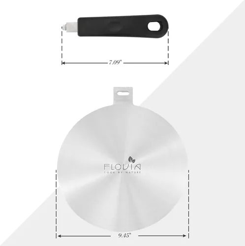 Miniatura 3 de Placa adaptadora de placa de cocina de inducción de acero inoxidable de 9.45 pulgadas, difusor de calor para cocina de vidrio y eléctrica, mango