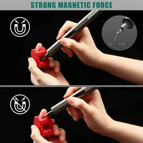 Miniatura 6 de HYCHIKA - Mini destornillador eléctrico, juego de destornilladores de precisión con 46 puntas magnéticas, destornillador inalámbrico con luz LED