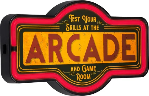 Letrero de neón LED de arcade, decoración retro de inspiración vintage para la cueva del hombre, sala de juegos, arcade o bar en casa (17" x 9.5" x