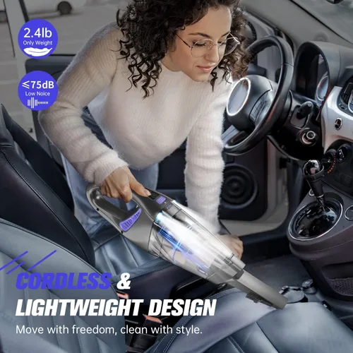 Miniatura 7 de IMINSO Aspiradora de mano inalámbrica para automóvil, 9000 PA, aspiradora de mano recargable inalámbrica con LED, ligera, aspiradora de mano