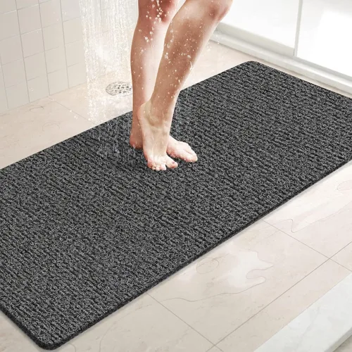 Miniatura 47 de LuxStep - Tapete de ducha, de 24 x 36 pulgadas, tapete de baño antideslizante con drenaje, tapete de baño de cloruro de polivinilo, de secado Gris