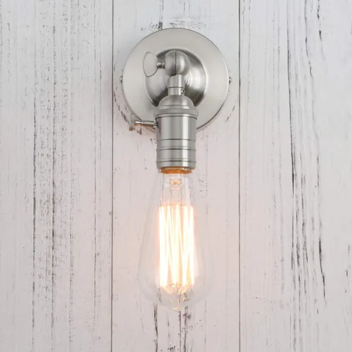 Miniatura 5 de PERMO lámpara estilo candelabro de metal industrial vintage para montar en pared Mini única (cepillado)