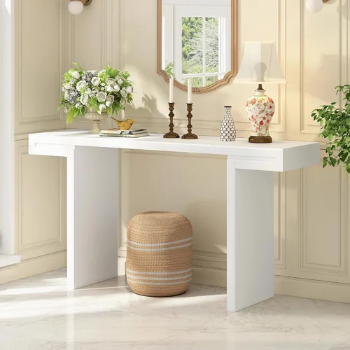 Miniatura 20 de Quarte Elegante mesa consola con tres cajones de almacenamiento, mesa de sofá extra larga para entrada, pasillo, sala de estar, vestíbulo, pasillo