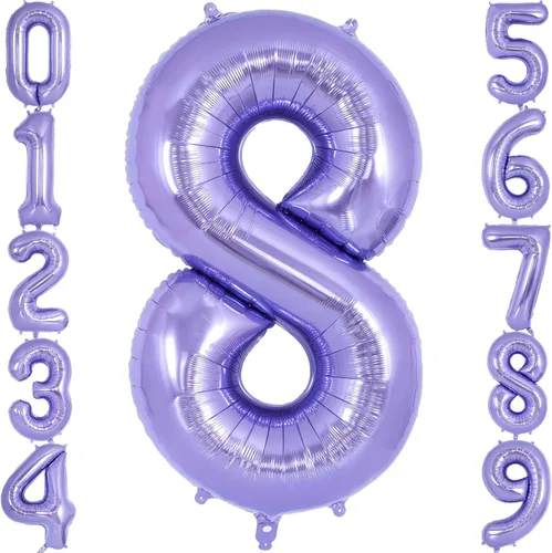 Miniatura 14 de Globo morado del número 3 de 40 pulgadas, globos grandes de aluminio con número de helio, globos gigantes de Mylar número 3 para cumpleaños de 3