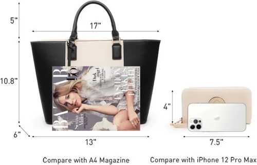 Miniatura 30 de Dasein Satchel Purse Handbag for Women Large Shoulder Work Tote Bag With Matching Wallet