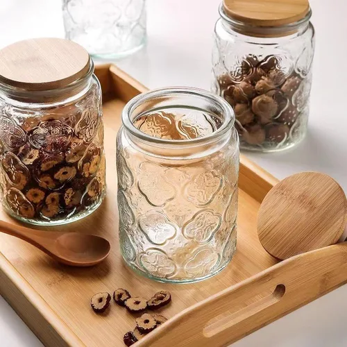 Miniatura 4 de Custde - Recipientes de cristal para almacenamiento con tapa hermética, envase de 23.7oz para encimera de cocina con tapa de bambú, azúcar moreno