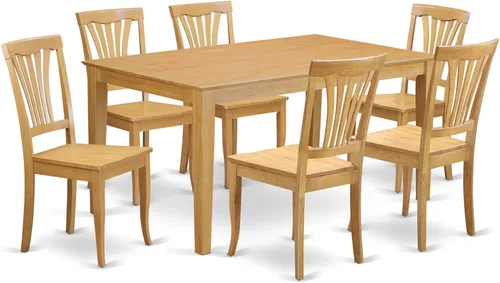 Miniatura 13 de East West Furniture CAAV5-LWH-W - Juego de muebles de comedor de 5 piezas, incluye una mesa de comedor rectangular y 4 sillas de asiento de madera