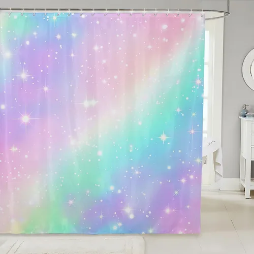 Miniatura 40 de Cortina de ducha de unicornio para niños, cortina de baño de dinosaurio de dibujos animados, conjuntos de accesorios de baño Kawaii de animales