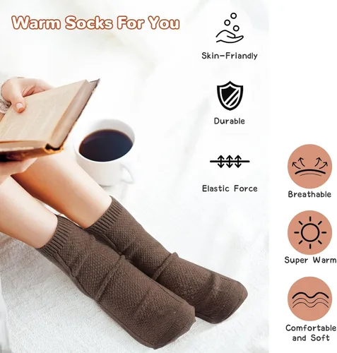 Miniatura 5 de Nicetage Wool Socks Women's Winter Boots Socks Thick Knit Warm Cozy Crew Socks Christmas Holiday Socks