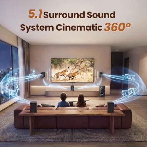 Miniatura 2 de Bobtot Sistema de sonido envolvente Altavoces de cine en casa - Subwoofer de 5.25 pulgadas, 700 vatios de potencia máxima 5.1/2.1 Sistema