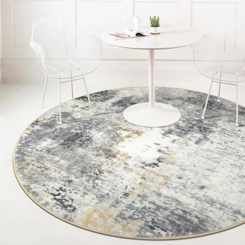 Miniatura 3 de Lahome Alfombra Redonda Abstracta Moderna – 5 Pies Alfombras Grises para Sala de Estar Lavables Alfombras Circulares de 5x5 para Interiores Tapete