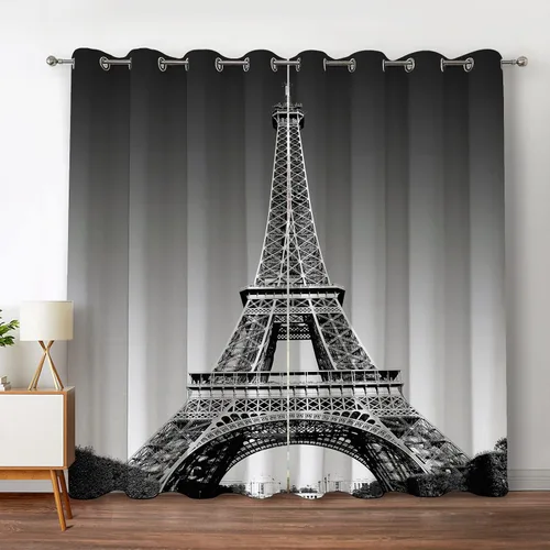 Miniatura 20 de Jekeno - Cortinas opacas de cine para dormitorio, sala de estar, carrete de película con estampado rojo y negro, con ojales, juego de 2 paneles, 52
