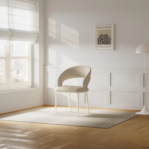 Miniatura 9 de Juego de 2 sillas de comedor, sillas de escritorio modernas, silla decorativa tapizada con respaldo curvado con patas de metal para oficina en casa