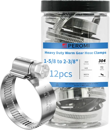 Miniatura 24 de 24 PIEZAS Abrazaderas de manguera de servicio pesado de acero inoxidable 304, abrazadera de manguera de 1-5/8" a 2-3/8" (40-60mm) Abrazaderas