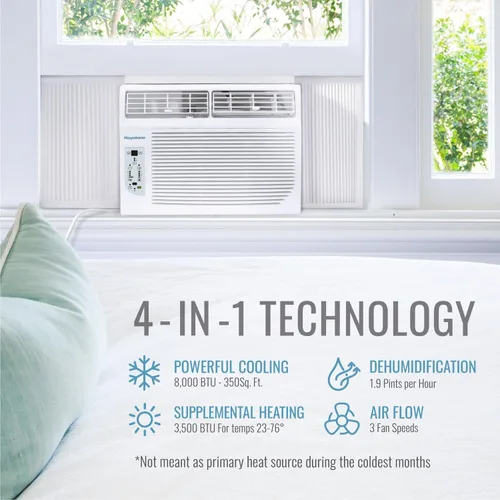 Miniatura 8 de Keystone Aire acondicionado de ventana y pared de 8,000 BTU con calefacción suplementaria de 3,500 BTU, 115 V, unidad de aire acondicionado
