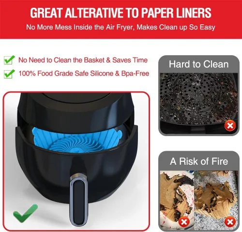 Miniatura 5 de Forros de silicona para freidora de aire pequeña para COSORI/Instant Pot/Chefman/Ninja/Dash/Bella/GoWise/COSMO freidora de aire de 2 cuartos