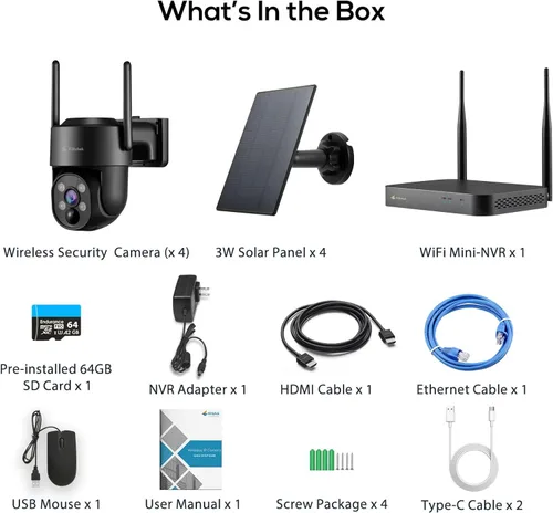 Miniatura 8 de Sistema de cámaras de seguridad solar Kittyhok negro inalámbrico para exteriores, WiFi 5G/2.4G, 4 piezas de cámara de seguridad solar para el hogar