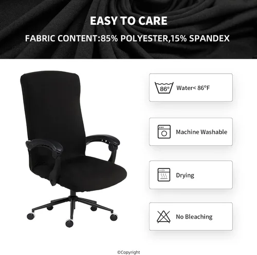 Miniatura 8 de Funda elástica para silla de computadora con cremallera duradera, funda protectora extraíble lavable universal para silla de escritorio de oficina