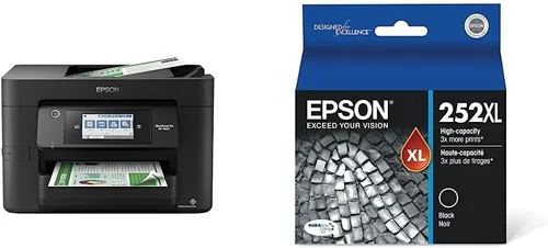 Epson® Workforce® Pro WF-4820 Impresora inalámbrica a color todo en uno, negro, grande y cartucho negro de alta capacidad DURABrite T252 de tinta