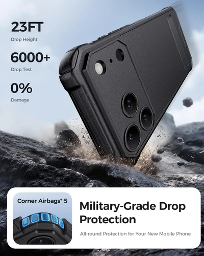 Miniatura 7 de ASAFCASE Funda para iPhone 17 Pro Max con soporte, compatible con MagSafe, grado militar, a prueba de golpes, protección completa de la cámara, Negro