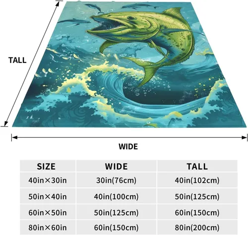 Miniatura 7 de Manta de Pescado Divertida Decoración de Peces del Océano Manta de Tiro Regalos para Niñas Niños Amantes de la Pesca Ropa de Cama de Sofá de Manta