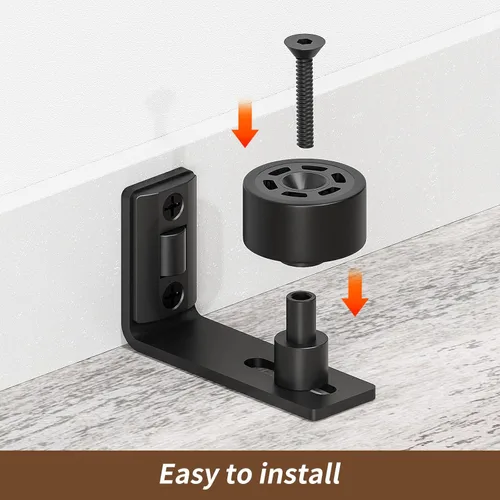 Miniatura 6 de Guía de suelo ajustable para puerta corrediza de granero, guía de suelo de granero montado en la pared, con parte inferior plana al ras (negro)