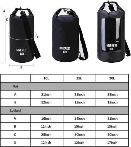 Miniatura 6 de Innerest Bolsa seca impermeable ligera para recreación de agua al aire libre, playa, barco, camping, pesca, kayak con una bolsa impermeable