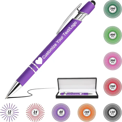 Miniatura 81 de Bolígrafos personalizados con nombre y logotipo, hasta 500 bolígrafos personalizados a granel con grabado gratis regalo para cumpleaños, graduación