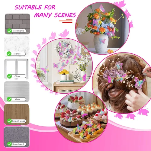 Miniatura 6 de Decoración de pared de mariposa dorada 3D de 3 tamaños y 4 estilos, decoraciones de fiesta de mariposas, decoraciones de pasteles, calcomanías