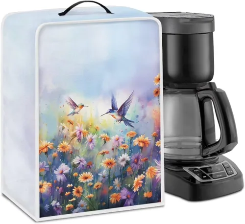 Miniatura 69 de Funda para cafetera, poliéster, azul, se adapta a la mayoría de máquinas de café estándar, protector resistente al polvo, huellas dactilares