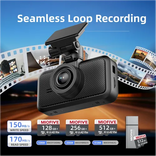 Miniatura 6 de Miofive - Cámara para auto de 4K de resolución, WiFi, Bluetooth, cámara de tablero con GPS, pantalla IPS de 3 pulgadas, visión nocturna, grabación