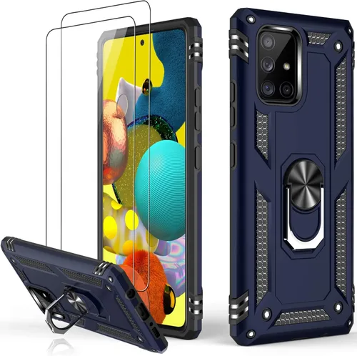 Miniatura 33 de LUMARKE Funda para Galaxy A51 4G con protector de pantalla, supera los 16 pies, probada en caídas, de grado militar, con soporte de anillo Rojo