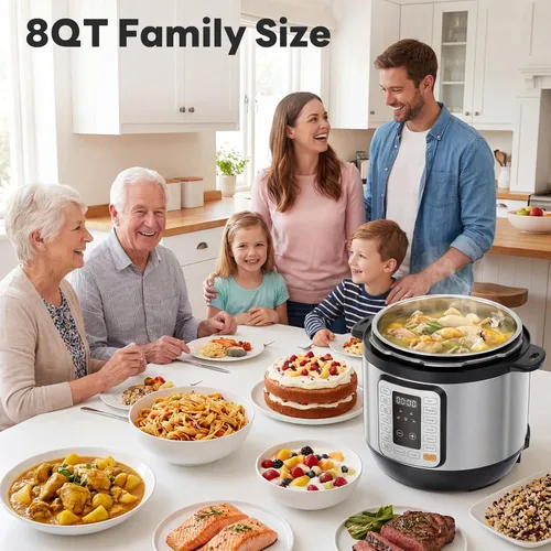 Miniatura 7 de DUMOS Olla a presión eléctrica 16 en 1, olla multicocción programable de 8 cuartos con 12 ajustes preestablecidos de un solo toque, yogur de vapor
