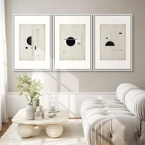 Miniatura 536 de SIGNWIN Lienzo enmarcado para pared, arte con pinceladas de flujo neutro en tonos beige abstractos, ilustraciones, arte moderno, decorativo
