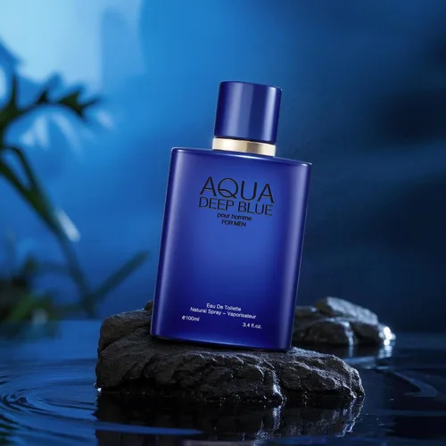 Miniatura 4 de Set de regalo de perfume para hombre, EDP, paquete de 2 (3.4 oz / 3.4 fl oz cada uno), Amazing Code Gold, AQUA DE EP BLUE, ámbar picante y azul