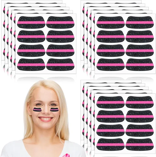 Miniatura 32 de Cholemy 120 pares de calcomanías negras de ojo a granel, calcomanías con purpurina de béisbol, fútbol, sóftbol, fiesta, accesorios para el día