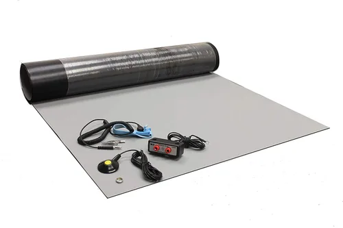 Kit de alfombrilla de soldadura antiestática ESD de goma para alta temperatura, 24 x 36 pulgadas (2 pies x 3 pies), 0.08 pulgadas de grosor, con